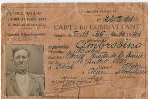 Michel AMBROSINO
dit "Vilemin"
----
la carte du combattant
d�livr�e en 1936