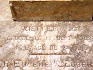 KIEFFER L�o 
d�c�d� le 12-9-1920
� l'�ge de 24 ans
