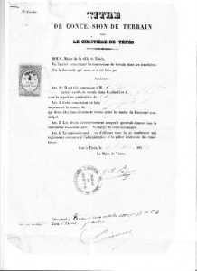 la concession du Caveau ESPI
au Cimeti�re de T�n�s
3 Octobre 1881