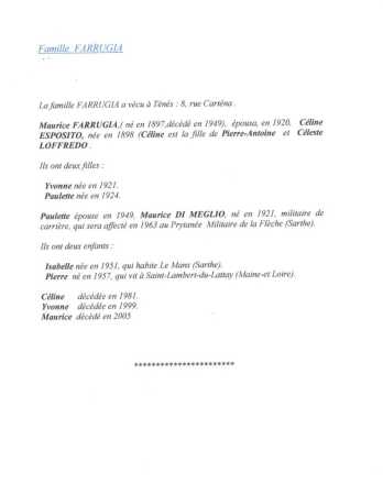 Famille FARRUGIA
----
habitait 8 rue Cartena
en face du d�p�t HAMRI
C�line Farrugia, veuve a continu� le n�goce de mat�riaux de construction cr�e par son mari