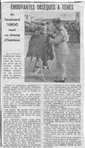 19 mai 1960
----
Les Obs�ques 
du Lieutenant TORDO
�poux d'Annie JONET