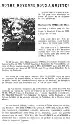 1987
Marie CAMILLERI 107 ans
doyenne des Pieds-Noirs
et des Maltais/Pieds-Noirs
----
son d�c�s dans la presse